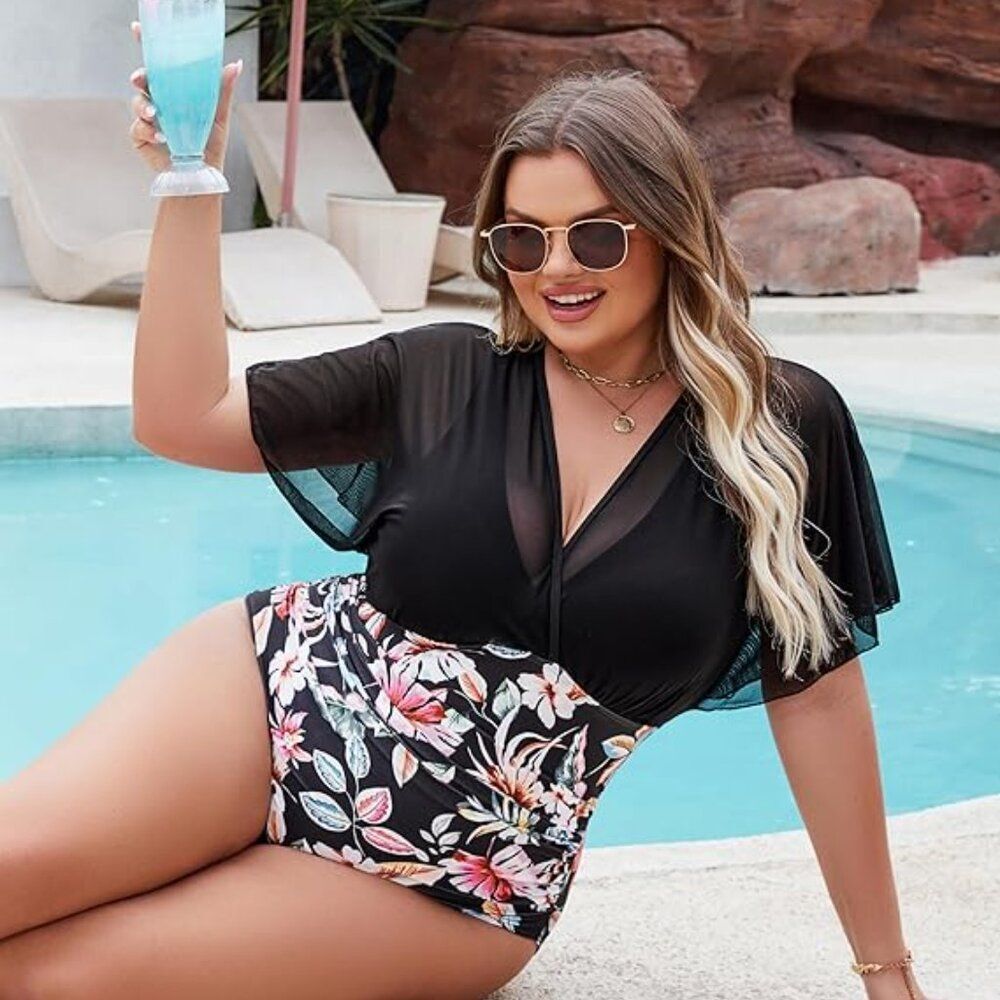 Women's 4X Plus Size Swimsuit One Piece Bathing Suit Tummy Control Resortwear